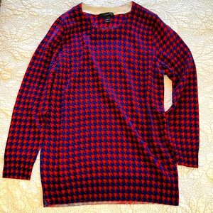 Red and blue houndstooth J. Crew crewneck sweater size S